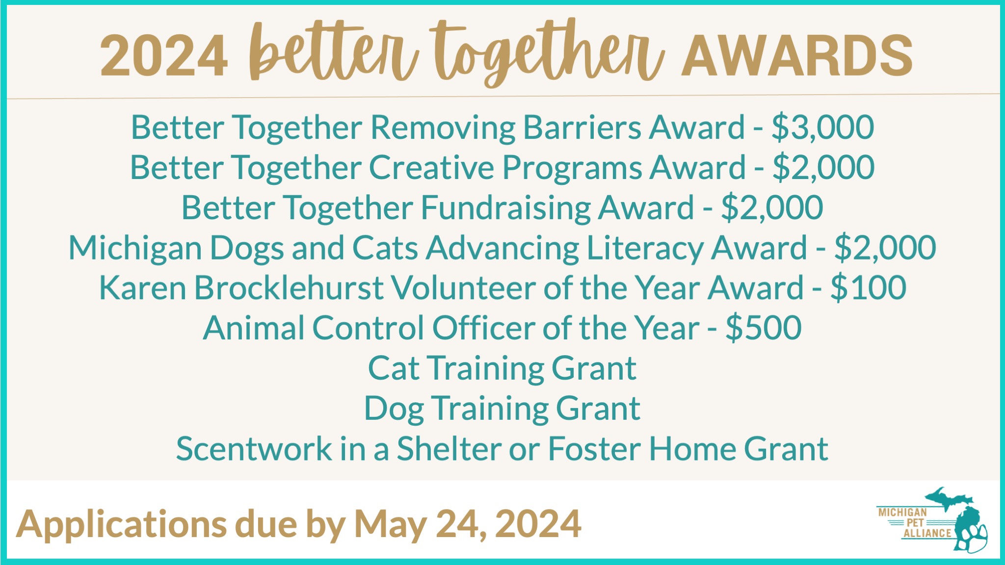 2024 Better Together Awards Applications due by May 24, 2024